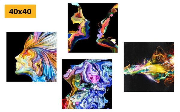 Set di quadri – Astrazione colorata su sfondo nero