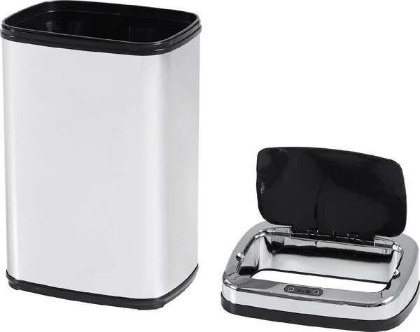 DecHome Cestino Dei Rifiuti In Acciaio Inox Sensore Automatico 30L/Quadrato - 300D4