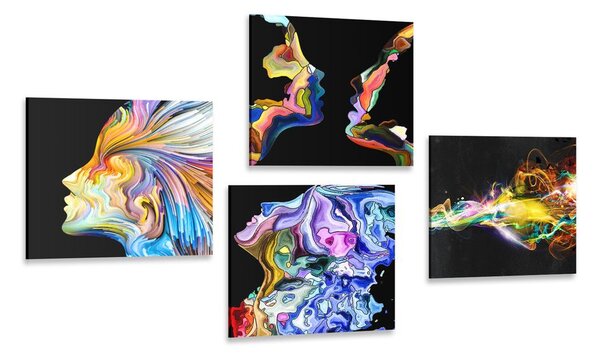 Set di quadri – Astrazione colorata su sfondo nero