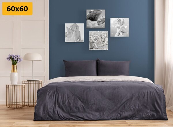 Set di quadri – Armonia degli angeli in bianco e nero