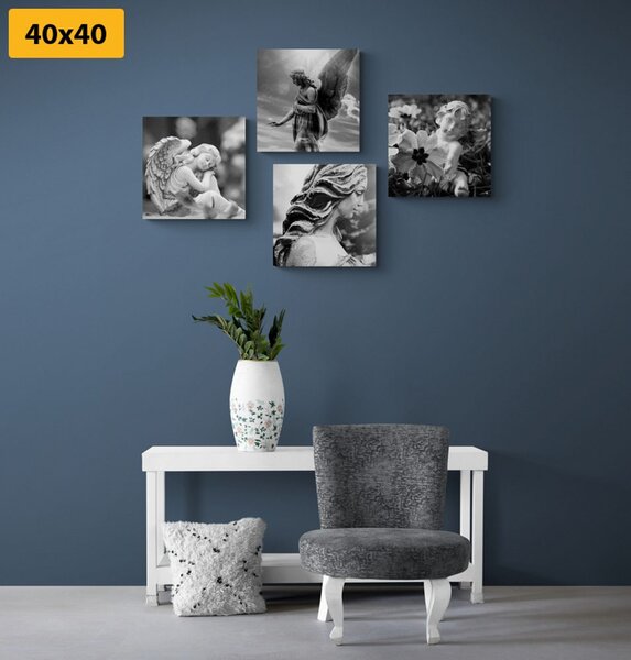 Set di quadri – Armonia celeste in bianco e nero