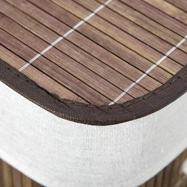 DecHome Cesto per Biancheria Bamb da 100L con 2 Scomparti Coperchio e Maniglie 52x32x63cm Marrone - 144BN850