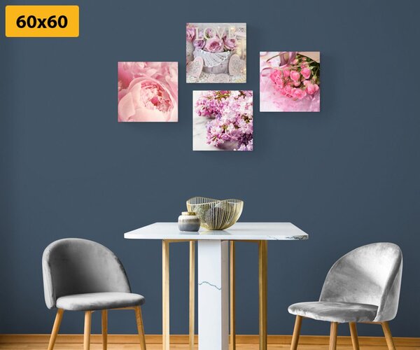 Set di quadri – Natura morta delicata di fiori