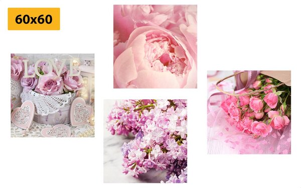Set di quadri – Natura morta delicata di fiori