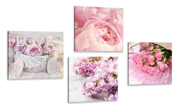 Set di quadri – Natura morta delicata di fiori
