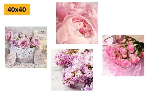 Set di quadri – Natura morta delicata di fiori