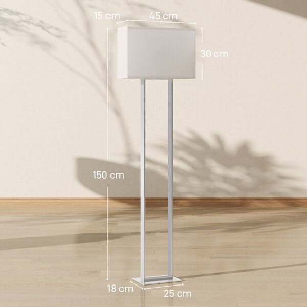 HOMCOM Lampada da Terra da 150 cm con 3 Modalità, Luminosità Regolabile e Interruttore a Pedale, Bianco | Aosom Italy