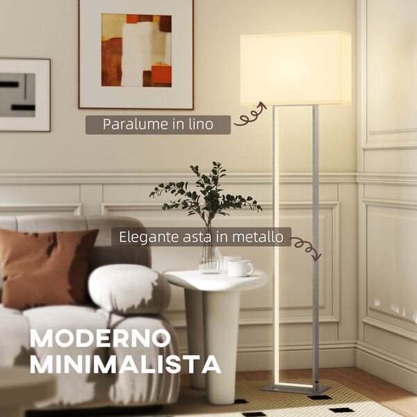 HOMCOM Lampada da Terra da 150 cm con 3 Modalità, Luminosità Regolabile e Interruttore a Pedale, Bianco | Aosom Italy