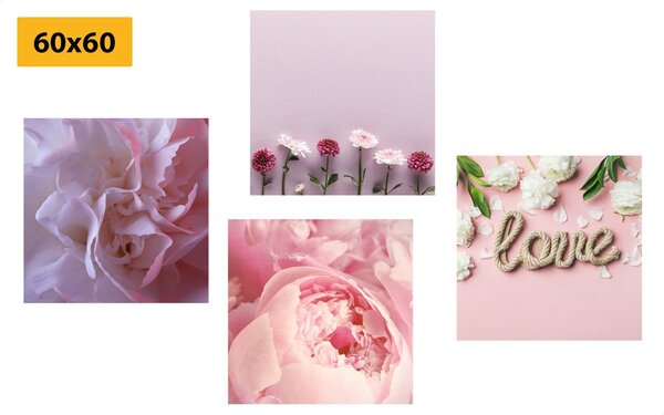 Set di quadri – Fiori in delicata tonalità rosa