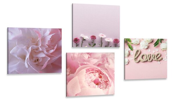 Set di quadri – Fiori in delicata tonalità rosa