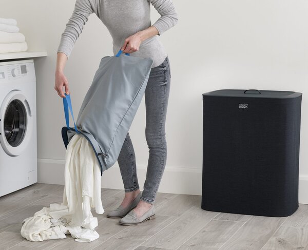 Joseph Joseph Cesto Portabiancheria 90 Litri Con due Scomparti Separati in Tessuto colore Nero - 50004
