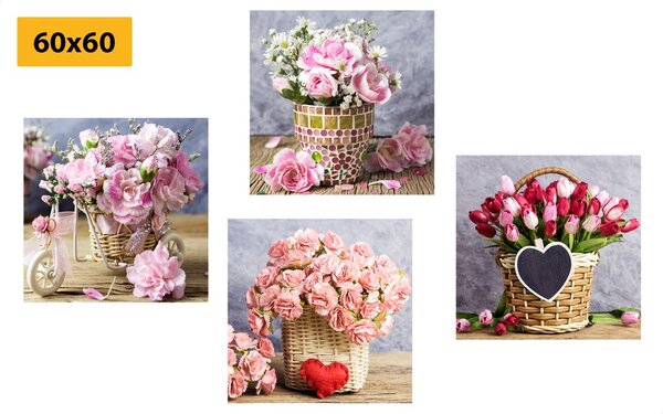 Set di quadri – Bouquet di fiori in stile vintage