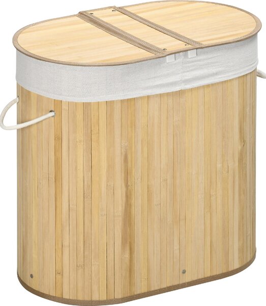 DecHome Cesto Portabiancheria a 2 Sezioni 2 Coperchi e Capacit 100L con Sacca Interna Removibile 62.5x37x60.5 cm - 220V00ND-850