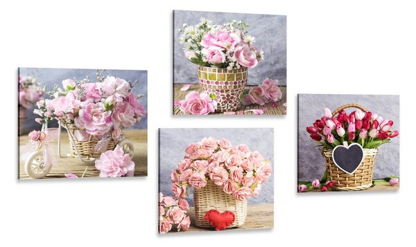 Set di quadri – Bouquet di fiori in stile vintage