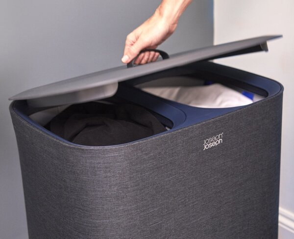 Joseph Joseph Cesto Portabiancheria 90 Litri Con due Scomparti Separati in Tessuto colore Nero - 50004