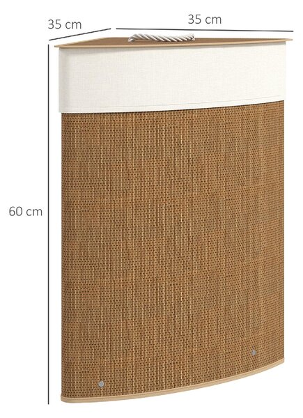 DecHome Cesto Portabiancheria Angolare in Bamb da 55L con Sacco Estraibile e Coperchio Removibile 35x35x60 cm colore Marrone - F866BN