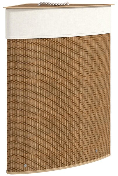 DecHome Cesto Portabiancheria Angolare in Bamb da 55L con Sacco Estraibile e Coperchio Removibile 35x35x60 cm colore Marrone - F866BN