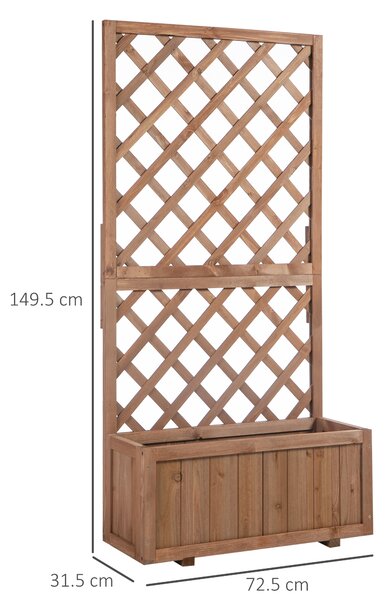 Outsunny Fioriera da Giardino con Spalliera a Griglia per Piante Rampicanti in Legno di Abete, 72.5x31.5x149.5cm, Arancio | Aosom Italy