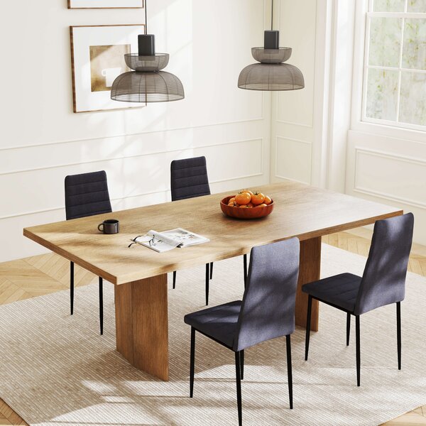 HOMCOM Set 4 Sedie Moderne Imbottite con Cuciture decorative e Rivestimento in tessuto, per Soggiorno e Sala da Pranzo, Grigio | Aosom Italy