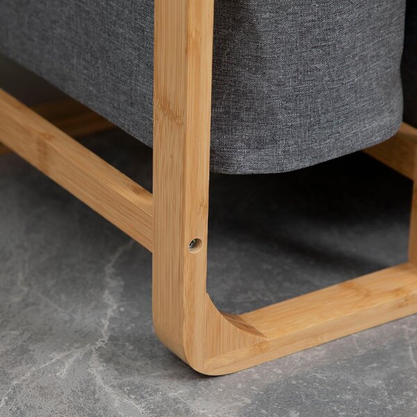 DecHome Cesto Portabiancheria con 3 Scomparti Estraibili in Tessuto e Bamb 50x32x69.7cm - 181-850