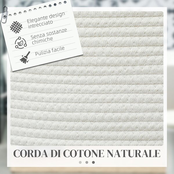 DecHome Cesto Portabiancheria da 36L Portatile e Pieghevole con Manici in Cotone Naturale 38x45 cm colore Crema - 170CWS419
