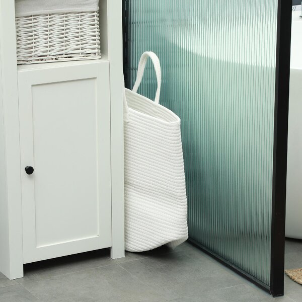 DecHome Cesto Portabiancheria da 36L Portatile e Pieghevole con Manici in Cotone Naturale 38x45 cm colore Crema - 170CWS419