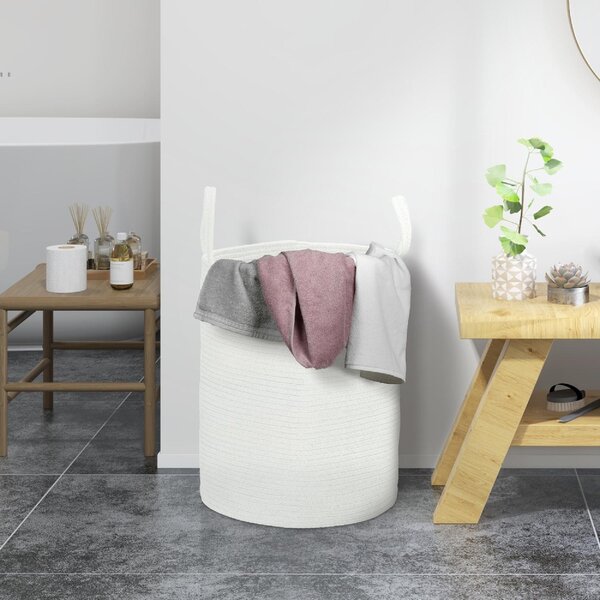DecHome Cesto Portabiancheria da 36L Portatile e Pieghevole con Manici in Cotone Naturale 38x45 cm colore Crema - 170CWS419