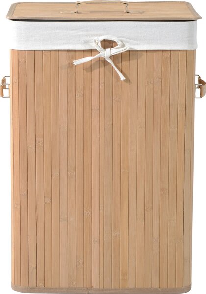 DecHome Cesto Portabiancheria in Bamb con Coperchio e Fodera Rimovibile 40x30x60 cm colore Legno - 17-850