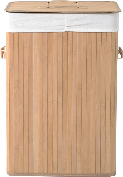 DecHome Cesto Portabiancheria in Bamb con Coperchio e Fodera Rimovibile 40x30x60 cm colore Legno - 17-850