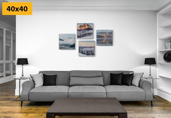 Set di quadri – Paesaggio invernale innevato