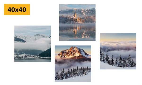 Set di quadri – Paesaggio invernale innevato