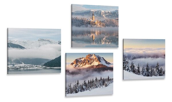 Set di quadri – Paesaggio invernale innevato