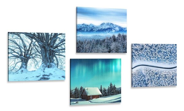 Set di quadri – Paesaggio innevato