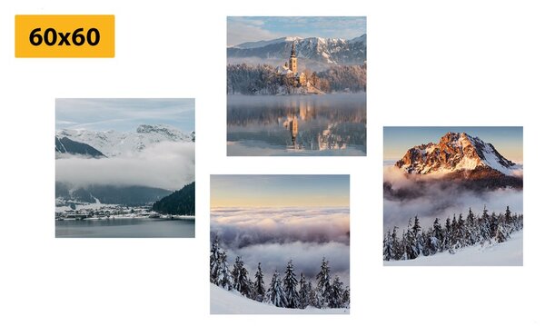 Set di quadri – Paesaggio invernale innevato
