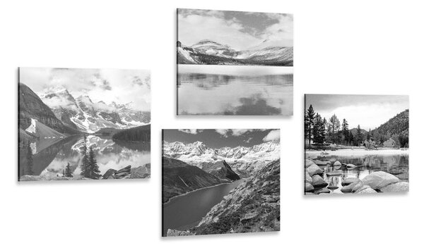 Set di quadri – Paesaggi montani affascinanti in bianco e nero