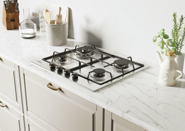 Candy CHW 6 BR 4 WTX Piano Cottura 4 Fuochi a Gas 60 cm colore Inox