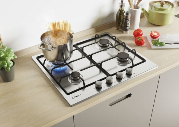 Candy CHW6BRX Piano Cottura 4 Fuochi a Gas 60 cm colore Inox
