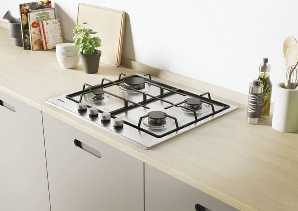 Candy CHW6BRX Piano Cottura 4 Fuochi a Gas 60 cm colore Inox