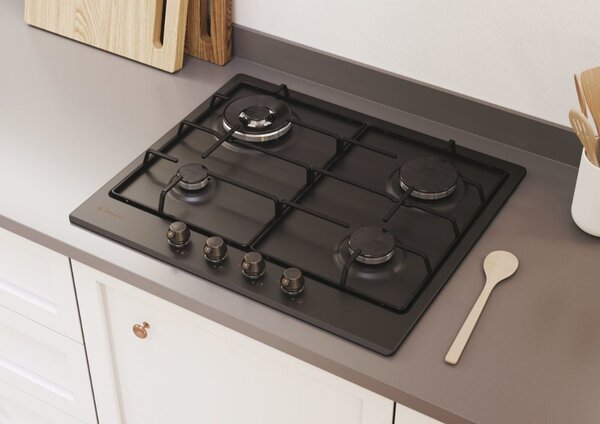 Candy CHW6BR4WGTGH Linea Classic Piano Cottura 4 Fuochi a Gas 60 cm (1 Bruciatore Doppia Corona) colore Antracite