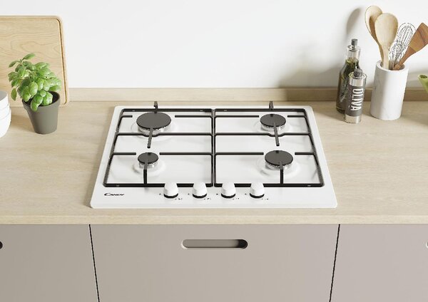 Candy CHW6BRWW Piano Cottura 4 Fuochi a Gas 60 cm colore Bianco