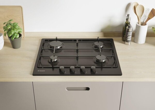 Candy CHW6BRBB Serie Timeless Piano Cottura 4 Fuochi a Gas 60 cm colore Nero