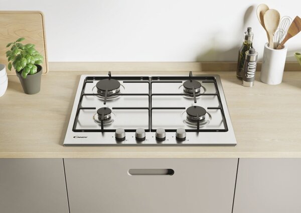 Candy CHW6BRX Piano Cottura 4 Fuochi a Gas 60 cm colore Inox