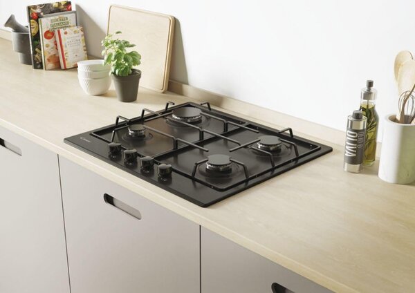 Candy CHW6BRBB Serie Timeless Piano Cottura 4 Fuochi a Gas 60 cm colore Nero