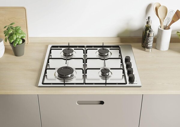 Candy CHW6LBX Piano Cottura 4 Fuochi a Gas 60 cm colore Inox