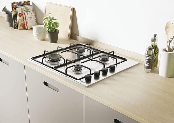 Candy CHW6LBX Piano Cottura 4 Fuochi a Gas 60 cm colore Inox