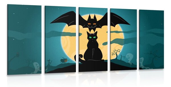 Quadri 5 pezzi – Fantasmi amichevoli alla luce della luna piena
