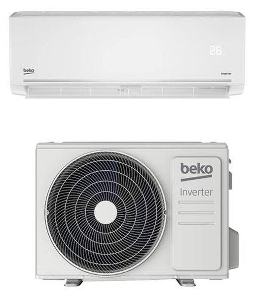 Beko Climatizzatore 12000 Btu Inverter Monosplit Condizionatore con Pompa di Calore Classe A+++/A++ R32 (Unit Interna + Unit Esterna) - BEEPGH125