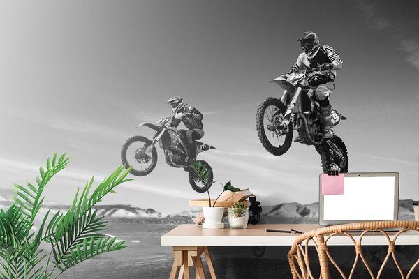 Carta da parati – Motociclisti in bianco e nero