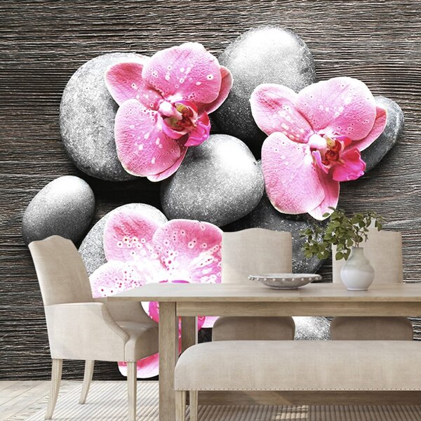 Carta da parati – Composizione Zen con orchidea