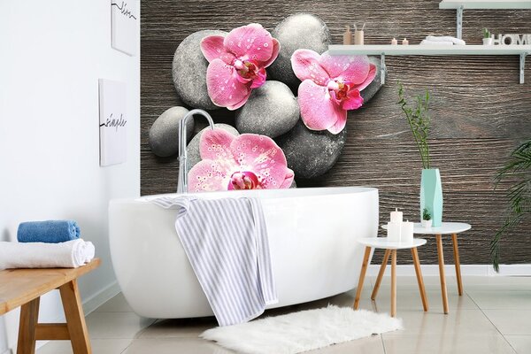 Carta da parati – Composizione Zen con orchidea